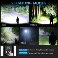 Myipyi Rechargeable Led Flashlights High Lumens 990000 Lumens Super Bright Powerful Flashlight 5 Modes Flash Light Ipx6 Water