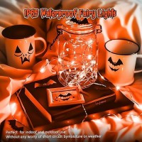 Minetom 6 Pack Orange Fairy Lights Battery Operated With Timer 7Ft 20 Led Waterproof Short Micro Firefly Lights For Halloween