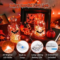 Minetom 6 Pack Orange Fairy Lights Battery Operated With Timer 7Ft 20 Led Waterproof Short Micro Firefly Lights For Halloween