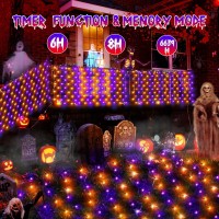 Hezbjiti Halloween Net Lights 120Led Net Lights With Battery Operated 5Ft X33Ft Mesh Light Ip44 Waterproof Halloween Lights For