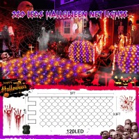 Hezbjiti Halloween Net Lights 120Led Net Lights With Battery Operated 5Ft X33Ft Mesh Light Ip44 Waterproof Halloween Lights For