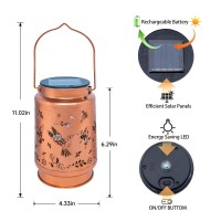 2 Pack Hummingbird Solar Lanterns Outdoor Waterproof Hanging Solar Lights Gifts For Women Men Metal Solar Decorative Led Lantern