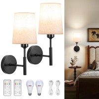 Glitnous Battery Operated Wall Sconces Set Of 2 Small Wall Sconce Battery Operated With Remote Not Hardwired Dimmable Battery