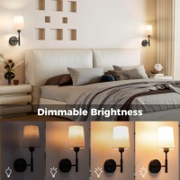 Glitnous Battery Operated Wall Sconces Set Of 2 Small Wall Sconce Battery Operated With Remote Not Hardwired Dimmable Battery