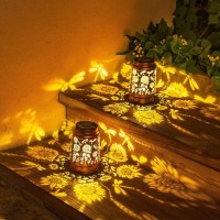 2 Pack Dragonfly Solar Lanterns Outdoor Waterproof Hanging Sunflower Solar Lights Gifts For Women Men Metal Solar Decorative Led