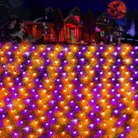 Hezbjiti Halloween Net Lights 280 Led Mesh Light 10Ft X 65Ft Net Lights With 8 Modes Halloween Outdoor String Lights Plugin Fo