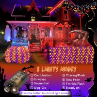 Hezbjiti 2 Pack Halloween Net Lights 280 Led Mesh Light 10Ft X 65Ft Net Lights With 8 Modes Halloween Outdoor String Lights Plu