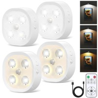 Homebest Puck Lights With Remote 1500Mah Wireless Motion Sensor Step Light With Dimmable 3 Colors Temper Timing Under Cabinet