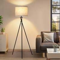 Tripod Floor Lamp Black 61 Tall Floor Lamps Standing Lamp With Rotary Switch Modern Floor Lamp Simple Design With Beige Sh