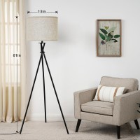 Tripod Floor Lamp Black 61 Tall Floor Lamps Standing Lamp With Rotary Switch Modern Floor Lamp Simple Design With Beige Sh