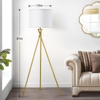 Gold Tripod Floor Lamp 61 Tall Floor Lamps Standing Lamp With Rotary Switch Modern Floor Lamp Simple Design With White Shad