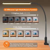 Bienser Led Desk Lamp With Clamp Super Bright Desk Light With 11 Brightness 5 Color Modes Flexible Gooseneck Clip On Table Li