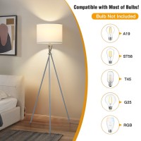 Tripod Floor Lamp Silver 61 Tall Floor Lamps Standing Lamp With Rotary Switch Modern Floor Lamp Simple Design With White Sh