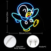 Ylouxrm Anime Neon Sign For Wall Decor Penguins Neon Light Dimmable Usb Blue Yellow Animal Led Signs For Bedroom Wall Gamer Room