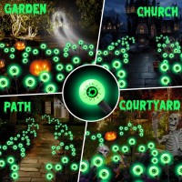 Asmad Halloween Decorations Outdoor Solar Scary Eyeball Lights 4Pack 32Leds Green Eyeball Swaying Solar Firefly Lights Waterpr