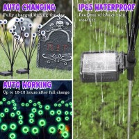 Asmad Halloween Decorations Outdoor Solar Scary Eyeball Lights 4Pack 32Leds Green Eyeball Swaying Solar Firefly Lights Waterpr