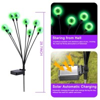 Asmad Halloween Decorations Outdoor Solar Scary Eyeball Lights 4Pack 32Leds Green Eyeball Swaying Solar Firefly Lights Waterpr