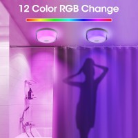 Funlenry Rechargeable Ceiling Light No Wiring 15 Color Changing Mood Light For Shower Bathroom Closet Bedroom Livingroom 2 Pa