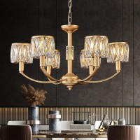 Fookchak 6 Light Gold Chandelier With Fringe Crystal Candle Chandelier Light Fixture Over Dining Table High Ceiling Entrance Cha