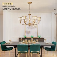 Fookchak 6 Light Gold Chandelier With Fringe Crystal Candle Chandelier Light Fixture Over Dining Table High Ceiling Entrance Cha