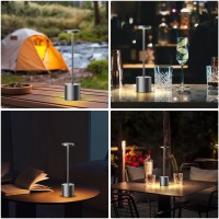 Sakringt Cordless Table Lamps Rechargeable 6000Mah Portable Battery Operated Led Table Light For Restaurant Outdoor Grey