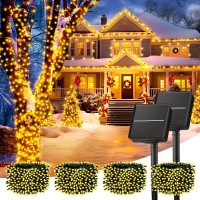 Minetom Solar String Lights For Outside 4 Pack Total 160Ft 400 Led Solar Christmas Lights Outdoor With 8 Mode Solar Lights Out