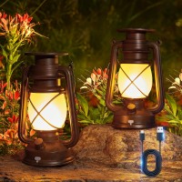 Kooper Solar Lantern Outdoor Lights Vintage Flickering Flame Solar Lanterns Lights Outdoor Waterproof Hanging Outdoor Solar La