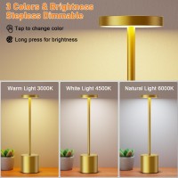 Sakringt Cordless Table Lamps Rechargeable6000Mah Portable Battery Operated Led Table Light For Restaurant Outdoor Gold