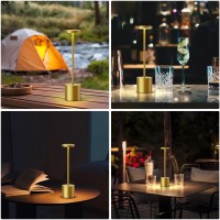 Sakringt Cordless Table Lamps Rechargeable6000Mah Portable Battery Operated Led Table Light For Restaurant Outdoor Gold