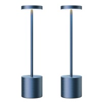 Sakringt Cordless Table Lamps Rechargeable 6000Mah Portable Battery Operated Led Table Light For Restaurant Outdoor 2 Pack Blue