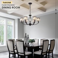 Fookchak Crystal Black Chandelier Light Fixture Modern Candle Chandelier 6Light Classic Dining Room Chandelier Lighting For Ki