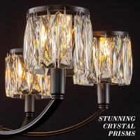 Fookchak Crystal Black Chandelier Light Fixture Modern Candle Chandelier 6Light Classic Dining Room Chandelier Lighting For Ki