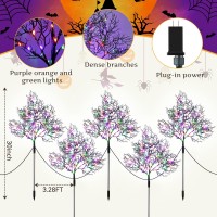 Enhon Halloween Outdoor Decorations 5 Pack Lighted Purple Orange Green Halloween Tree Branches Stake Lights With 8 Lighting Mod