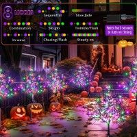 Enhon Halloween Outdoor Decorations 5 Pack Lighted Purple Orange Green Halloween Tree Branches Stake Lights With 8 Lighting Mod