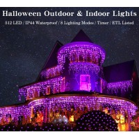 Yiylunneo Halloween Icicle Lights Outdoor 512 Led 465 Ft 8 Lighting Modes With Timer Memory Curtain Fairy String Lights Wit