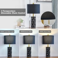 Saiweya 248 Modern Ceramic Table Lamp Set Of 2 With Pull Chain 3 Color Temperatures Bedside Lamps For Living Room Bedroom Fa