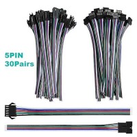 Visdoll 30 Pairs Jst Sm 5 Pin Connectors Femalemale 20Awg Wire 15Cm Cable Led Strip Connector For 5050 Rgbw Rgbww Led Strip Lig