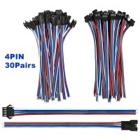 Visdoll 30 Pairs Jst Sm 4 Pin Connectors Femalemale 20Awg Wire 15Cm Cable Led Strip Connector For Led Strip Rgb 5050 3528 Ws280