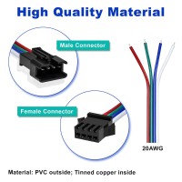 Visdoll 30 Pairs Jst Sm 4 Pin Connectors Femalemale 20Awg Wire 15Cm Cable Led Strip Connector For Led Strip Rgb 5050 3528 Ws280