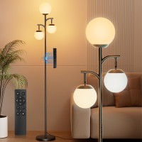 Sibrille 3Globe Floor Lamp For Living Room 32W Mid Century Modern Floor Lamp Rotatable Standing Lamp With Remote Touch Cont