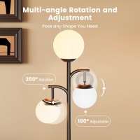 Sibrille 3Globe Floor Lamp For Living Room 32W Mid Century Modern Floor Lamp Rotatable Standing Lamp With Remote Touch Cont