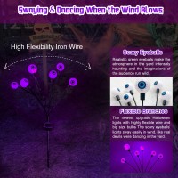 Halloween Decorations Outdoor 2 Packs 12 Led Solar Scary Eyeball Lights Purple Halloween Solar Lights Swaying Firefly Lights