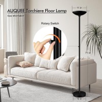 30W Torchiere Floor Lamp 3600Lm Super Bright Led Floor Lamp 71 Inch Stepless Dimmable Standing Lamp With 3000K Lighting Rota