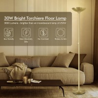 30W Torchiere Floor Lamp 3600Lm Super Bright Led Floor Lamp 71 Inch Stepless Dimmable Standing Lamp With 3000K Lighting Rota