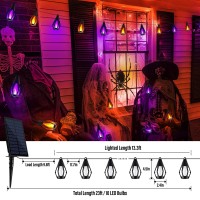 Ibaycon Solar Halloween Lights Outdoor 135Ft 10 Led Bulbs Flickering Flame String Lights Waterproof Solar Flame Lights For Ga