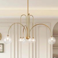 Catiner Gold Sputnik Chandelier 6 Lights Large Modern Chandelier L40 Mid Century Long Ceiling Pendant Light Fixtures For Dinin