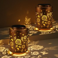 Tepaken 2 Pack Solar Outdoor Lanterns Garden Decor Led Light Hanging Waterproof Solar Metal Lantern Birthday Gifts For Women Mo