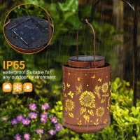 Tepaken 2 Pack Solar Outdoor Lanterns Garden Decor Led Light Hanging Waterproof Solar Metal Lantern Birthday Gifts For Women Mo