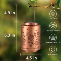 Tepaken 2 Pack Solar Outdoor Lanterns Garden Decor Led Light Hanging Waterproof Solar Metal Lantern Birthday Gifts For Women Mo