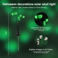 2Packs Halloween Decorations Outdoor Solar Scary Skull Lights16Led Green Skull Swaying Firefly Lightswaterproof Solar Hallowee